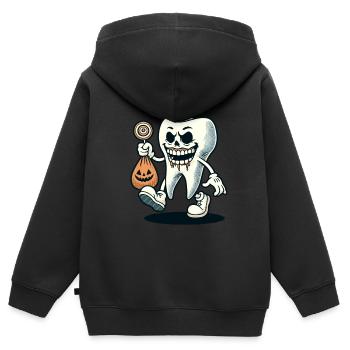 Halloween Zahnhygiene Lustiger Zombie Zahn - Kinder Premium Organic Zip Hoodie - Schwarz - Hinten - AI Model Kid Male (0cm)