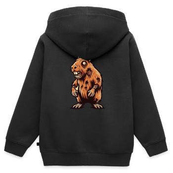 Zombie Capybara Wasserschwein Liebhaber Halloween - Kinder Premium Organic Zip Hoodie - Schwarz - Hinten - AI Model Kid Male (0cm)