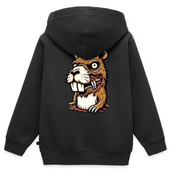 Zombie Capybara Wasserschwein Liebhaber Halloween - Kinder Premium Organic Zip Hoodie - Schwarz - Hinten - AI Model Kid Male (0cm)