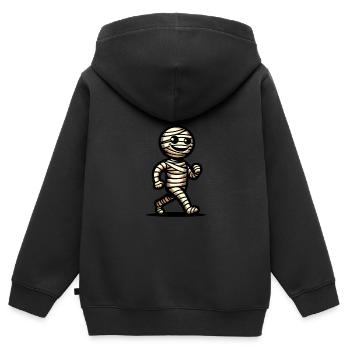 Rétro Vintage Style Halloween Momie Costume Décoration - Sweat Premium à capuche zippé enfant bio - noir - Dos - AI Model Kid Male (0cm)