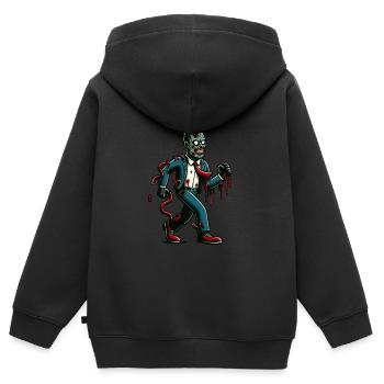 Retro Vintage Stil Halloween Zombie Kostüm Deko - Kinder Premium Organic Zip Hoodie - Schwarz - Hinten - AI Model Kid Male (0cm)