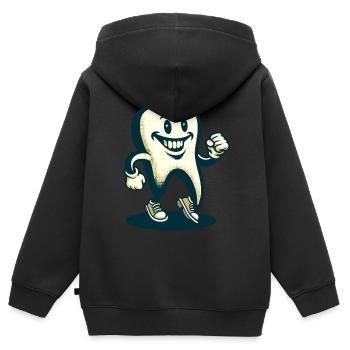Unheimliche Verkleidung Halloween Zahn - Kinder Premium Organic Zip Hoodie - Schwarz - Hinten - AI Model Kid Male (0cm)