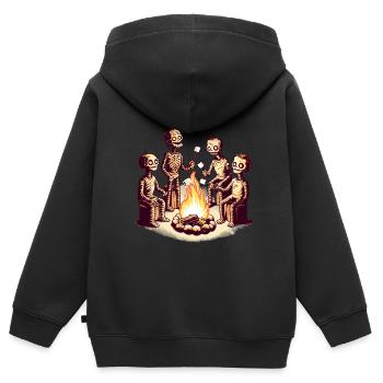 Camping Am Lagerfeuer Unheimliche Verkleidung - Kinder Premium Organic Zip Hoodie - Schwarz - Hinten - AI Model Kid Male (0cm)