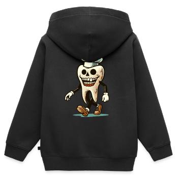 Halloween Hygiène Dentaire Drôle Dent Zombie - Sweat Premium à capuche zippé enfant bio - noir - Dos - AI Model Kid Male (0cm)