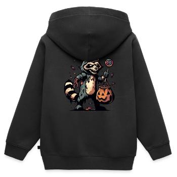 Untoter Waschbär Lustiger Waschbären Liebhaber - Kinder Premium Organic Zip Hoodie - Schwarz - Hinten - AI Model Kid Male (0cm)