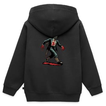 Rétro Vintage Style Halloween Zombie Costume Décoration - Sweat Premium à capuche zippé enfant bio - noir - Dos - AI Model Kid Male (0cm)