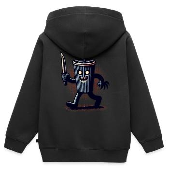 Unheimlicher Psycho Trinkbecher Getränke - Kinder Premium Organic Zip Hoodie - Schwarz - Hinten - AI Model Kid Male (0cm)