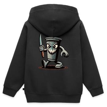 Unheimlicher Psycho Trinkbecher Getränke - Kinder Premium Organic Zip Hoodie - Schwarz - Hinten - AI Model Kid Male (0cm)