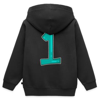 Numéro 1 Numéro Gagnant Premier Gagnant - Sweat Premium à capuche zippé enfant bio - noir - Dos - AI Model Kid Male (0cm)