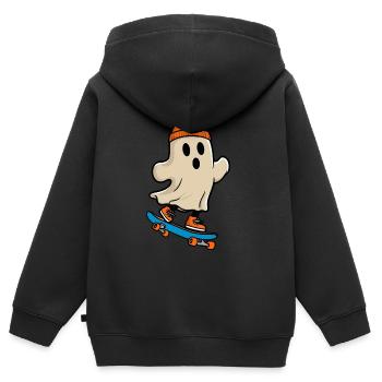 Skateboarding Gespenstische Party Skateboarder - Kinder Premium Organic Zip Hoodie - Schwarz - Hinten - AI Model Kid Male (0cm)