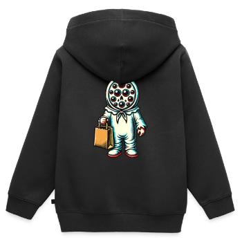 Gespenstische Party Trick Or Treat - Kinder Premium Organic Zip Hoodie - Schwarz - Hinten - AI Model Kid Male (0cm)