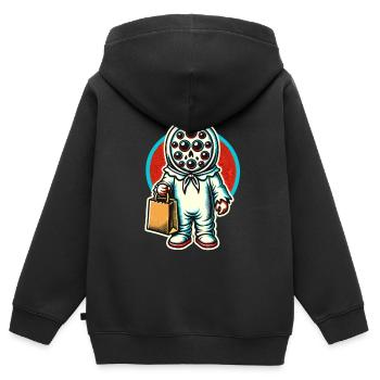 Gespenstische Party Trick Or Treat - Kinder Premium Organic Zip Hoodie - Schwarz - Hinten - AI Model Kid Male (0cm)