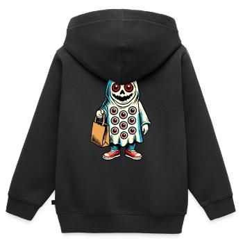 Gespenstische Party Trick Or Treat Streetwear - Kinder Premium Organic Zip Hoodie - Schwarz - Hinten - AI Model Kid Male (0cm)