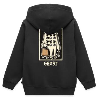 Gespenstische Party Trick Or Treat Zeit - Kinder Premium Organic Zip Hoodie - Schwarz - Hinten - AI Model Kid Male (0cm)