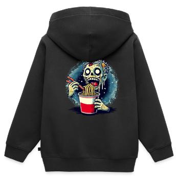 Nouilles Ramen Zombie Pour Films D’horreur Japonais - Sweat Premium à capuche zippé enfant bio - noir - Dos - AI Model Kid Male (0cm)