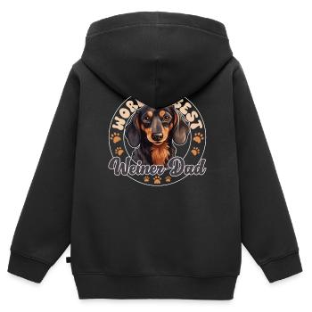 Dackel Dog Weiner Dad - Kinder Premium Organic Zip Hoodie - Schwarz - Hinten - AI Model Kid Male (0cm)