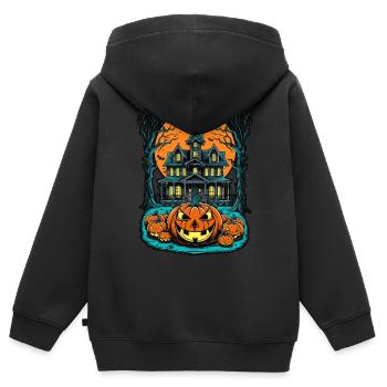 Maison hantée effrayante Villa hantée effrayante - Sweat Premium à capuche zippé enfant bio - noir - Dos - AI Model Kid Male (0cm)