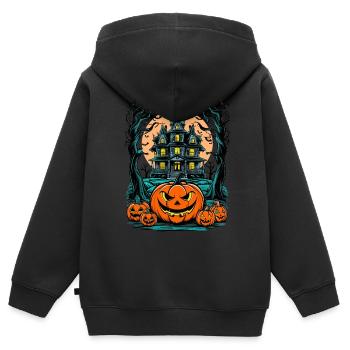 Maison hantée effrayante Villa hantée effrayante - Sweat Premium à capuche zippé enfant bio - noir - Dos - AI Model Kid Male (0cm)