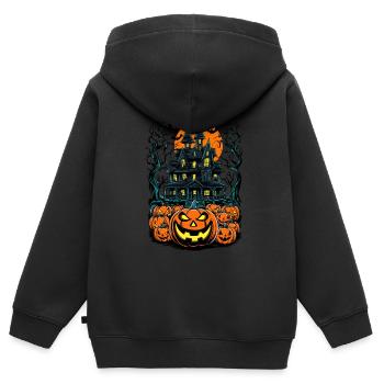 Gespenstisches Geisterhaus Gruselige Geistervilla - Kinder Premium Organic Zip Hoodie - Schwarz - Hinten - AI Model Kid Male (0cm)