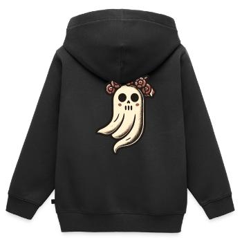 Amateur de fleurs fantôme drôle fleurs fantôme - Sweat Premium à capuche zippé enfant bio - noir - Dos - AI Model Kid Male (0cm)