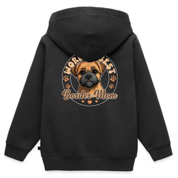 Border Terrier Groovy Border Mom - Kids Premium Organic Zip-up Hoodie - black - Back - AI Model Kid Male (0cm)
