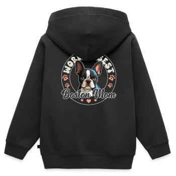 Boston Terrier Groovy Boston Mom - Sweat Premium à capuche zippé enfant bio - noir - Dos - AI Model Kid Male (0cm)