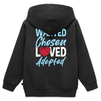 Gesucht Auserwählt Geliebt Adoptiert - Kinder Premium Organic Zip Hoodie - Schwarz - Hinten - AI Model Kid Male (0cm)