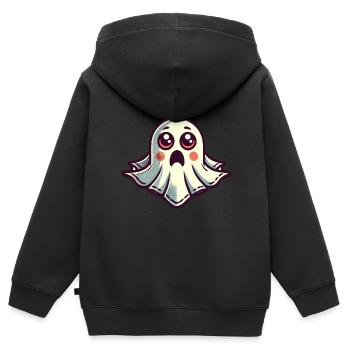 Erschrockenes Gespenst Lustiges Geister Design - Kinder Premium Organic Zip Hoodie - Schwarz - Hinten - AI Model Kid Male (0cm)