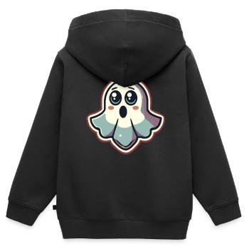 Erschrockenes Gespenst Lustiges Geister Design - Kinder Premium Organic Zip Hoodie - Schwarz - Hinten - AI Model Kid Male (0cm)