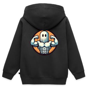 Bodybuilding Gespenst Muskelaufbau an Halloween - Kinder Premium Organic Zip Hoodie - Schwarz - Hinten - AI Model Kid Male (0cm)