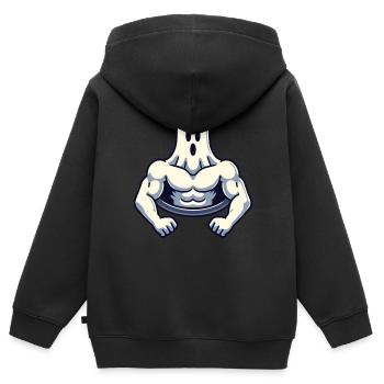 Bodybuilding Gespenst Workout Muskelaufbau Geist - Kinder Premium Organic Zip Hoodie - Schwarz - Hinten - AI Model Kid Male (0cm)