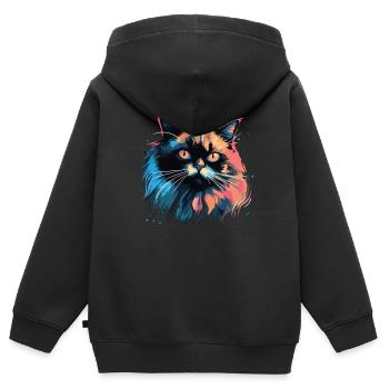 Katze Wasserfarben bunte Himalaya-katze - Kinder Premium Organic Zip Hoodie - Schwarz - Hinten - AI Model Kid Male (0cm)