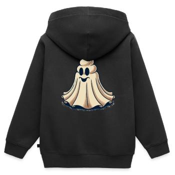 Drôle Caca Pile Ghost Bull Feuille Caca - Sweat Premium à capuche zippé enfant bio - noir - Dos - AI Model Kid Male (0cm)
