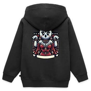 Drôle Glamour Goule Flashy Halloween - Sweat Premium à capuche zippé enfant bio - noir - Dos - AI Model Kid Male (0cm)