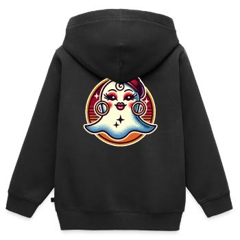 Drôle Glamour Ghoul Flashy Halloween Fille - Sweat Premium à capuche zippé enfant bio - noir - Dos - AI Model Kid Male (0cm)