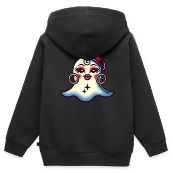 Drôle Glamour Goule Flashy Halloween - Sweat Premium à capuche zippé enfant bio - noir - Dos - AI Model Kid Male (0cm)