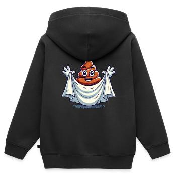 Drôle Caca Pile Ghost Bull Feuille Caca - Sweat Premium à capuche zippé enfant bio - noir - Dos - AI Model Kid Male (0cm)