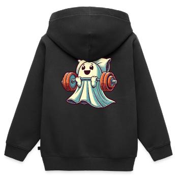 Lustiges Fitnessstudio Workout Muskelaufbau Geist - Kinder Premium Organic Zip Hoodie - Schwarz - Hinten - AI Model Kid Male (0cm)