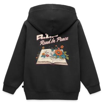 Drôle d’amateur de livres Design Lecture en paix - Sweat Premium à capuche zippé enfant bio - noir - Dos - AI Model Kid Male (0cm)