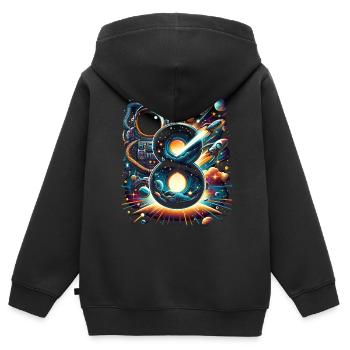 Astronaut 8th Birthday Space Boys 8 Years - Kids Premium Organic Zip-up Hoodie - black - Back - AI Model Kid Male (0cm)