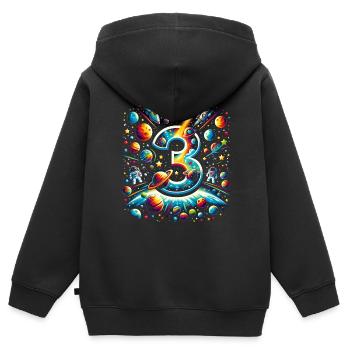 Astronaut 3rd Birthday Space Boys 3 Years - Kids Premium Organic Zip-up Hoodie - black - Back - AI Model Kid Male (0cm)