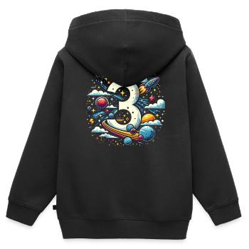 Astronaut 3rd Birthday Space Boys 3 Years - Kids Premium Organic Zip-up Hoodie - black - Back - AI Model Kid Male (0cm)