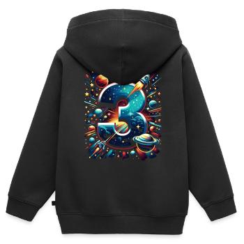 Astronaut 3rd Birthday Space Boys 3 Years - Kids Premium Organic Zip-up Hoodie - black - Back - AI Model Kid Male (0cm)