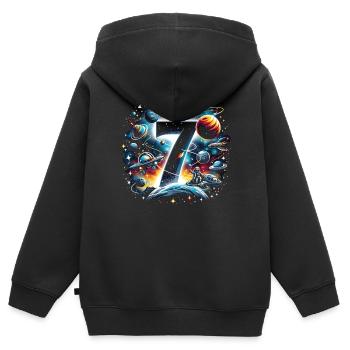 Astronaut 7th Birthday Space Boys 7 Years - Kids Premium Organic Zip-up Hoodie - black - Back - AI Model Kid Male (0cm)