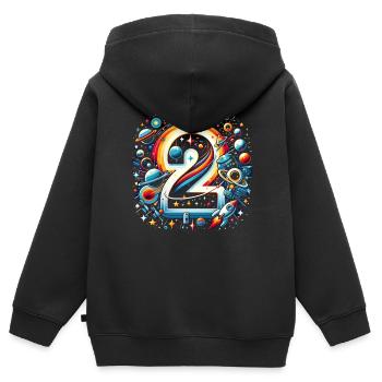 Astronaut 2nd Birthday Space Boys 2 Years - Kids Premium Organic Zip-up Hoodie - black - Back - AI Model Kid Male (0cm)