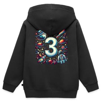 Astronaut 3rd Birthday Space Boys 3 Years - Kids Premium Organic Zip-up Hoodie - black - Back - AI Model Kid Male (0cm)