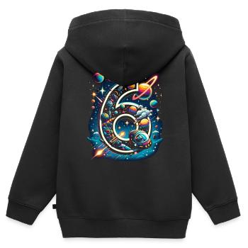 Astronaut 6th Birthday Space Boys 6 Years - Kids Premium Organic Zip-up Hoodie - black - Back - AI Model Kid Male (0cm)