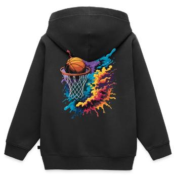Bunte Basketball Tie Dye Farbe Splash Hoop Net - Kinder Premium Organic Zip Hoodie - Schwarz - Hinten - AI Model Kid Male (0cm)