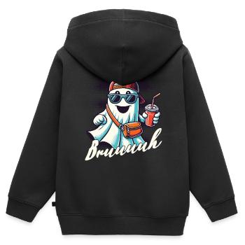 Unheimliches Halloween Gespenst Bruh - Kinder Premium Organic Zip Hoodie - Schwarz - Hinten - AI Model Kid Male (0cm)