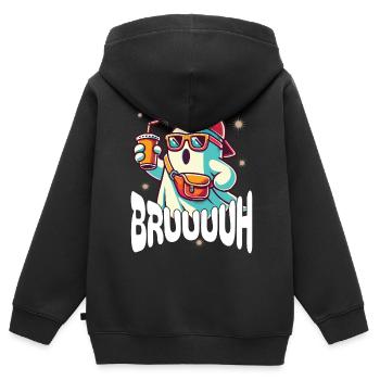 Unheimliches Halloween Gespenst Bruh - Kinder Premium Organic Zip Hoodie - Schwarz - Hinten - AI Model Kid Male (0cm)
